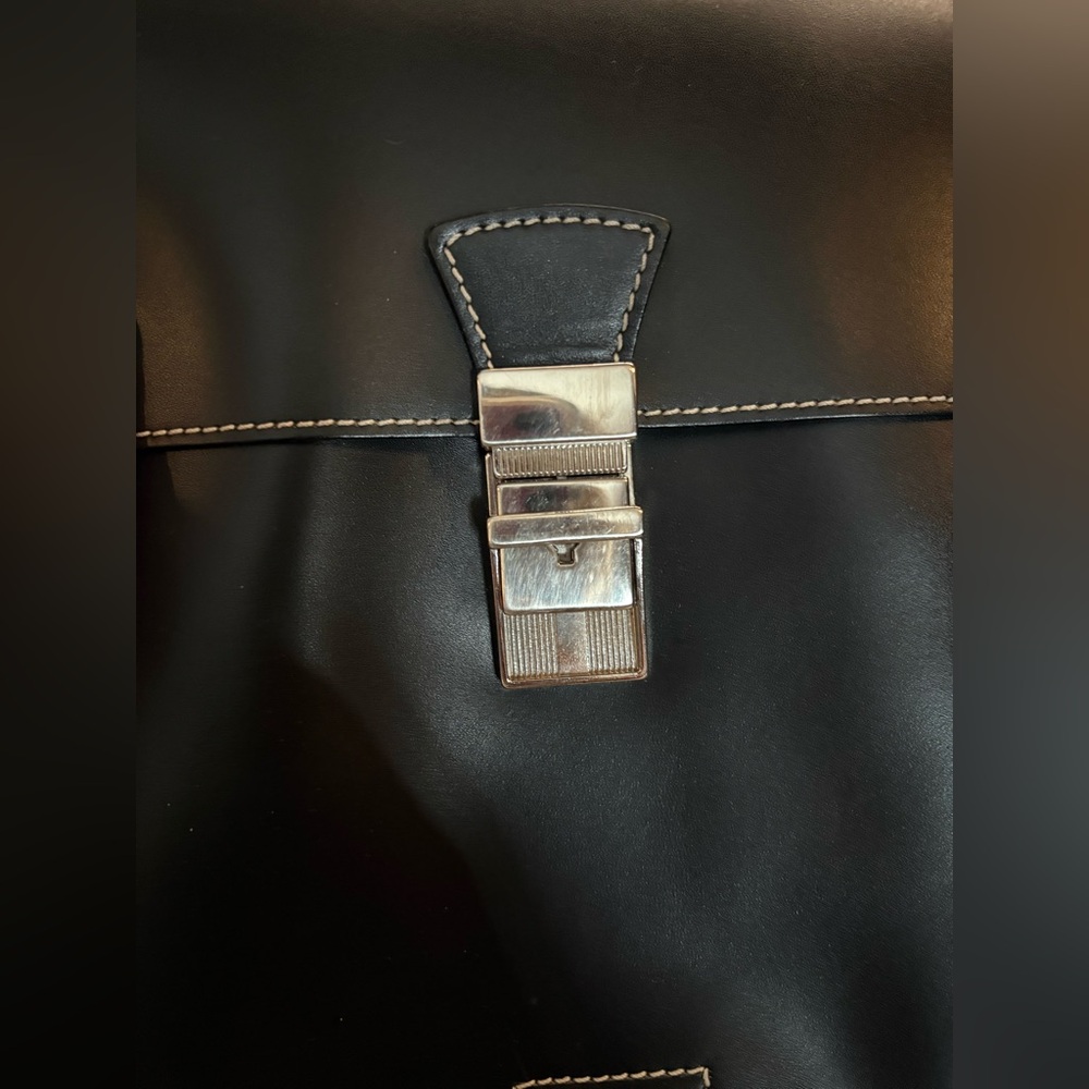 Dooney & Bourke Black Leather Bamboo-Handle Backpack - Picture 5 of 12